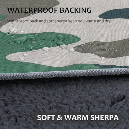 Tirrinia Outdoors Waterproof Throw Blanket, Sherpa Fleece Stadium Windproof Mat for Camping, Picnic, Traveling, Boat, Football - Machine Washable