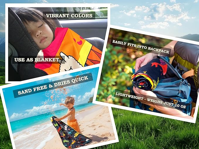 Microfiber Beach Towel for Kids - Thin and Large (30"x60") - Llama - Absorbent, quick dry, sand free, lightweight, blanket - toddler, girls, boys - For Sports, Pool, Picnic, Camping, Travel, Swim