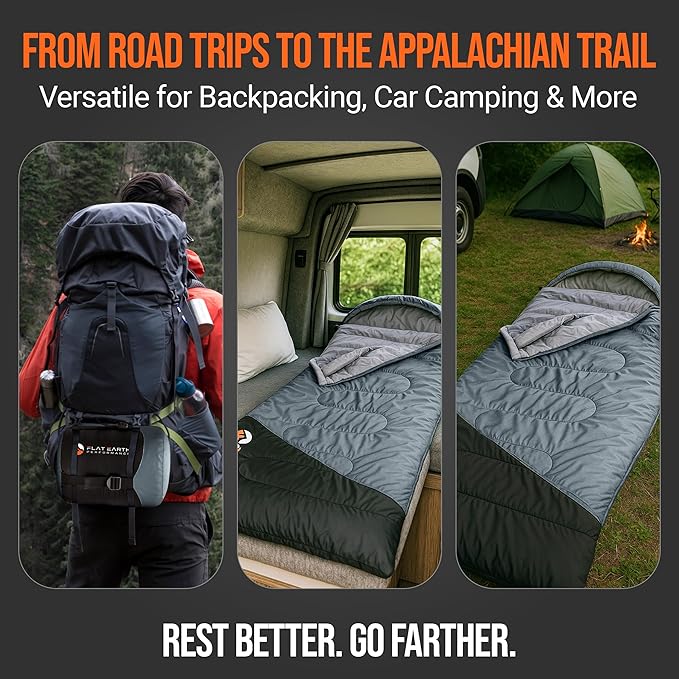 Expedition Sleeping Bag with Compression Sack – 32°F/0°C for Teens/Adults Up to 6'2", Lightweight, Water-Resistant, Backpacking Sleeping Bag for Camping, Hiking