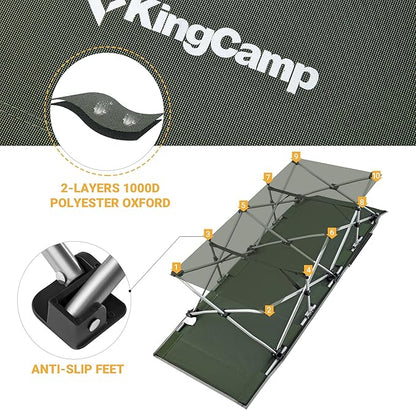 KingCamp Folding Camping Cot for Adults,Portable Sturdy Sleeping Cot with Carry Bag Outdoor Lightweight Camping Bed Support 264 lbs,Large Outdoor Foldable Travel Cots for Camping Beach Home Nap