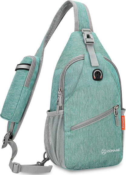 ZOMAKE Small Sling Bag, Travel Sling Backpack, Waterproof Hiking Cycling Crossbody pack for Men Women(Army Green)