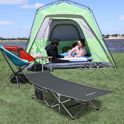 KingCamp Folding Camping Cot for Adults,Portable Sturdy Sleeping Cot with Carry Bag Outdoor Lightweight Camping Bed Support 264 lbs,Large Outdoor Foldable Travel Cots for Camping Beach Home Nap