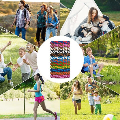 12 Pack Mosquito Repellent Bracelets, DEET-Free, Individually Wrapped PU Leather Insect & Bug Repellent Wrist Bands for Kids & Adults