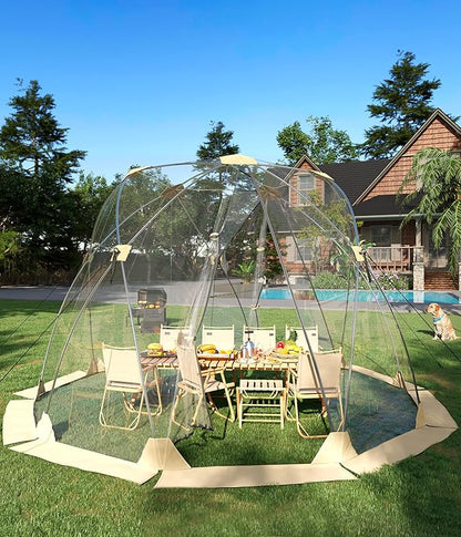 Garvee 12x12 Ft Outdoor All Weather Pop Up Bubble Tent, 8-10 Person Instant Clear Tent Shelter, Rainproof Camping Sun Shelter Coldproof & Windproof for Patio, Backyard, Deck, Sports Events, Fishing