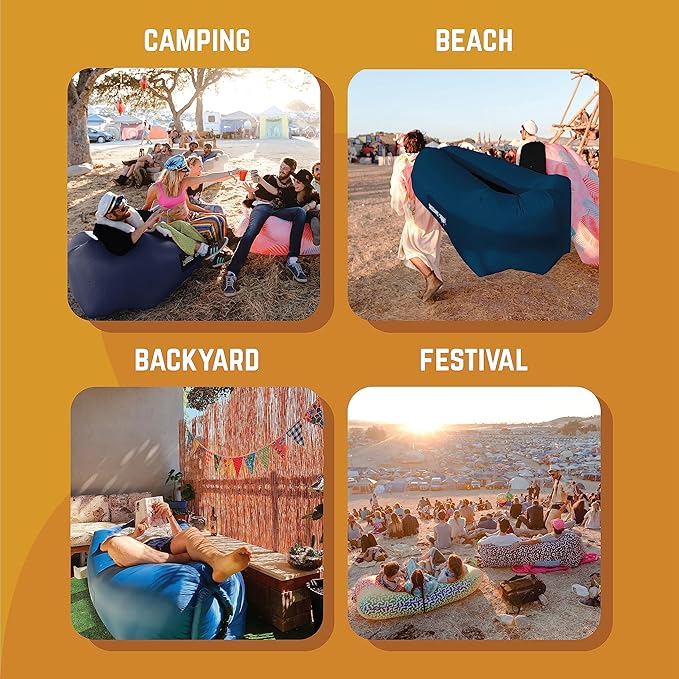 Chillbo Shwaggins Inflatable Couch – Cool Inflatable Chair Easy Setup is Perfect for Hiking Gear, Beach Chair and Music Festivals. (Royal Blue)