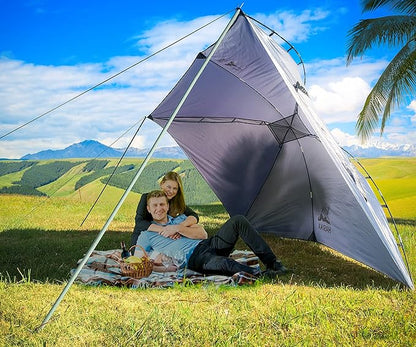 Versatility Camping Tent for Truck Bed,SUV RVing, Van,Trailer and Overlanding Portable Teardrop Awning Canopy Tear Resistant Tarp with 2 Sandbag