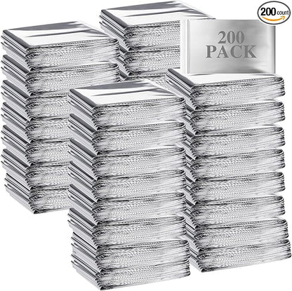 Emergency Blanket Bulk Mylar Survival Thermal Blankets Pack Silver Foil Reflective Blankets for Cold Outdoors Camping Hiking First Aid Shelter Space Emergency Supplies Blanket Set