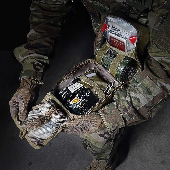 EVERLIT Emergency Trauma Kit, CAT GEN-7 Multi-Purpose SOS Everyday Carry IFAK for Wilderness, Trip, Cars, Hiking, Camping, Father’s Day Birthday Gift for Him Men Husband Dad Boyfriend (Tan)