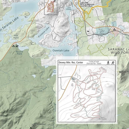 Lake Placid & Saranac Lake Winter Trails Map | Adirondacks High Peaks Hiking Map | Jackrabbit Ski Trail, Paul Smith’s College VIC, Cascade X-C Ski Center | Durable, Waterproof & Tear Resistant