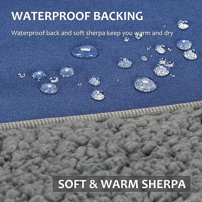 Tirrinia Outdoors Waterproof Throw Blanket, 66”x 90” Sherpa Fleece Stadium Windproof Mat for Boat, Traveling, Camping, Hiking, Football - Machine Washable