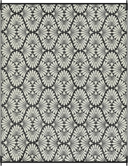 Lahome Patio Rugs Outdoor 8x10 Waterproof, Boho Outdoor Rug for Camping Beach, Plastic Straw Stain Resistant Mats for Outside Rv Backyard Garden Under Awning, Black White,8'x10'