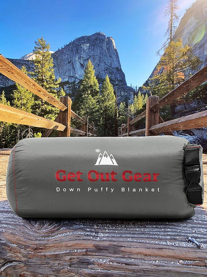 Down Camping Blanket - Puffy, Packable, Lightweight and Warm | Ideal for Outdoors, Travel, Stadium, Festivals, Beach, Hammock | 650 Fill Power Water-Resistant Backpacking Quilt