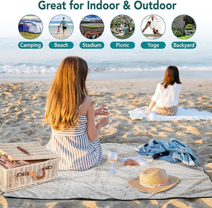 SUN CUBE Large Waterproof Camping Blanket, Fleece Quilted Stadium Blanket for Cold Weather, Windproof Foldable Outdoor Blanket Mat for Picnic, Beach, Pets, Car, 60x80in