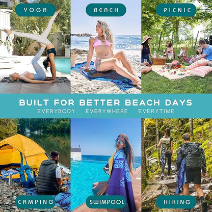 Sand Free Microfiber Beach Towels Adult-Blue River Turtlelife Quick Fast Dry Beach Oversized Accessories Travel Swim Pool Camping Essentials Lightweight Compact Packable Resistant Gifts Family