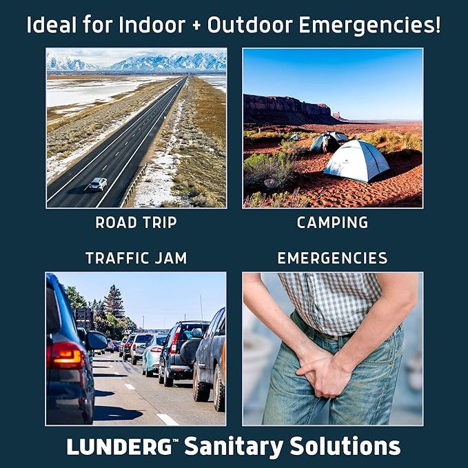 Lunderg Disposable Urine Bags for Men with Super Absorbent Pad - Value Pack 40 Count - Disposable & Portable - For travel, Car Pee Bag or Pocket Toilet for Emergency & Camping. Help Yourself Anywhere!