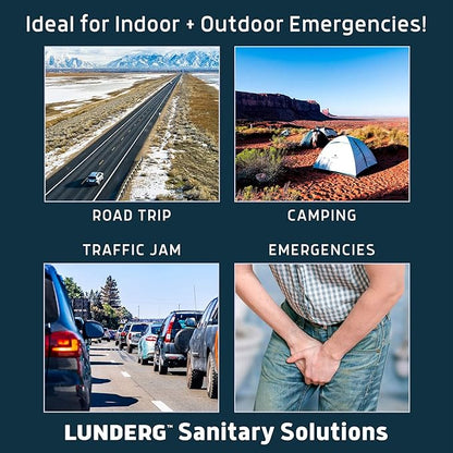 Lunderg Disposable Urine Bags for Men with Super Absorbent Pad - Value Pack 40 Count - Disposable & Portable - For travel, Car Pee Bag or Pocket Toilet for Emergency & Camping. Help Yourself Anywhere!