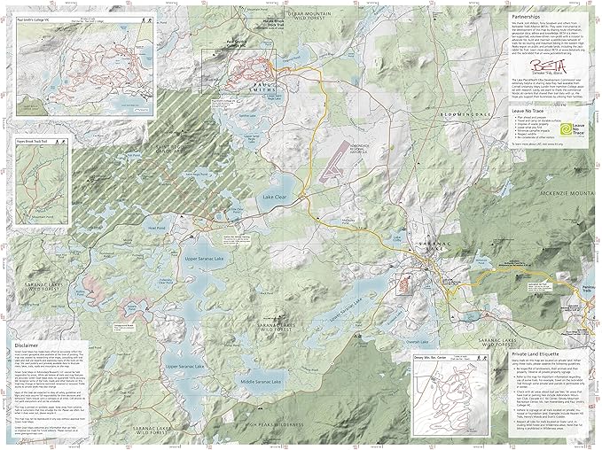 Lake Placid & Saranac Lake Winter Trails Map | Adirondacks High Peaks Hiking Map | Jackrabbit Ski Trail, Paul Smith’s College VIC, Cascade X-C Ski Center | Durable, Waterproof & Tear Resistant