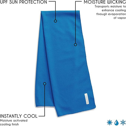 BUILTCOOL Adult Cooling Towel - Men & Women Chilly, Lightweight, Soft, Neck and Face Cooling Towel for Sport, Camping, Hunting, One Size, Royal Blue, 3 Pack