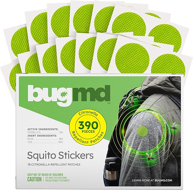 BugMD Squito Stickers Mosquito Repellent Patch Stickers for Adults (390 Stickers), Safe & Effective Insect Repellent Patches for Toddlers, Kids, Camping, Beach & Outdoor Essentials