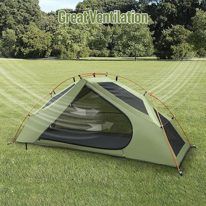 Night Cat 1-Person Camping Tent: Lightweight Waterproof Hiking Tent for Adult Cot Not Included