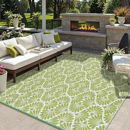 Lahome Plastic Outdoor Rug 8x10 Waterproof, Camping Rugs for Outside Your Rv, Lightweight Outdoor Mat for Beach Picnic Backyard Garden Under Awning, Pale Green,8'x10'