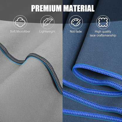 Hiipeak Microfiber Towel, 2 Pack Quick Dry Towel Travel Camping Towel Super Absorbent & Lightweight for Camping, Beach, Sports, Gym, Backpacking, Hiking and Yoga NavyBlue & LightGray, 63*32" + 32*16"