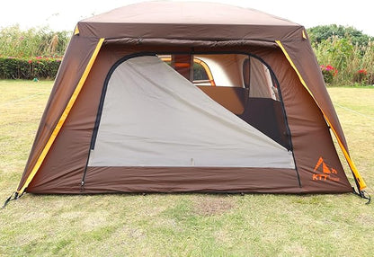 KTT Extra Large Tent 12 Person,2 Bay-Windows,Family Cabin Tents,14'Lx10'Wx6.58'H,2 Rooms and 3 Doors 3 Windows with Mesh,Waterproof,Straight Wall,Big Tent for Outdoor,Picnic,Camping,Gathering