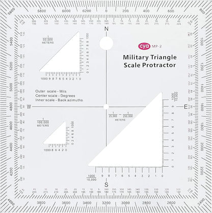 1.2mm Transparent Plastic Military UTM/MGRS Coordinate Scale Map Reading and Land Navigation Topographical Map Scale, Protractor and Grid Coordinate Reader