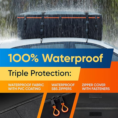 Military-Grade Waterproof Roof Bag - Rooftop Cargo Carrier – 19 Cubic Feet. (540L) with 4 Door Hooks, Zipper/Buckle Closure, Extra Strap – Black Roof Bag for Cars with or Without Rack