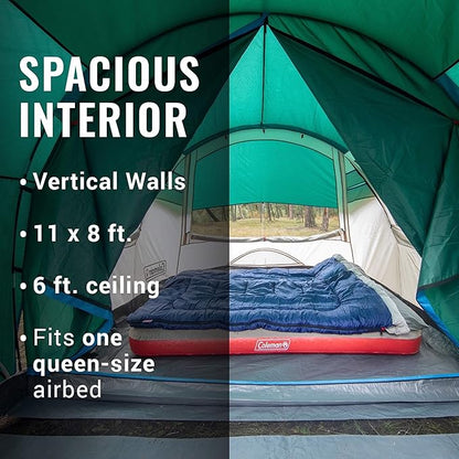 Coleman Cabin Camping Tent with Screened Porch 4/6 Person Weatherproof Tent with Enclosed Screened Porch Option Includes Rainfly Carry Bag Extra Storage and 10 Minute Setup