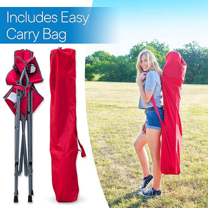 RMS Extra Tall Folding Chair - 31" Seat Height Director Chair for Camping, Home Patio and Sports - Portable and Collapsible with Footrest and Carrying Bag - Up to 300 lbs Weight Capacity (Red)