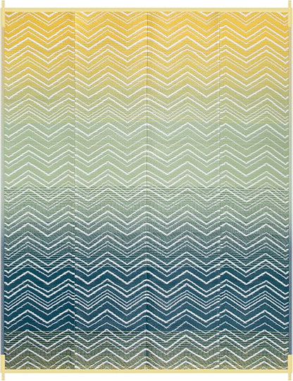 Lahome Outdoor Rugs 8x10 Waterproof, Reversible Plastic Outdoor Area Rug for Patios, Outside RV Mat Carpet for Deck Porch Backyard Balcony Picnic Trailer (Yellow/Blue, 8' x 10')