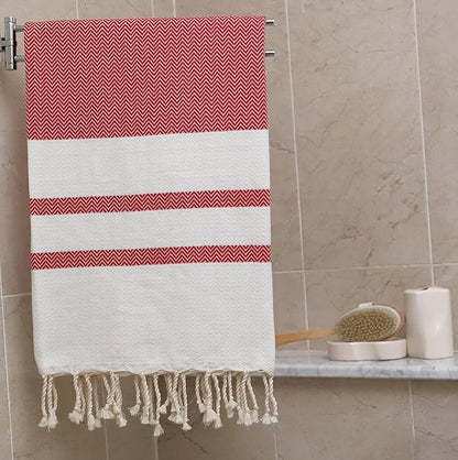 Breathable Airplane Keep Warm Travel Blanket Towel Quick Dry Comfortable Cotton Oversized 39" x 72" Compact Portable Essentials Quick Dry Beach Towel Car Camping (Bright Red)