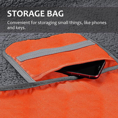 Tirrinia Outdoors Waterproof Throw Blanket, Sherpa Fleece Stadium Windproof Mat for Camping, Picnic, Traveling, Boat, Football - Machine Washable, Orange