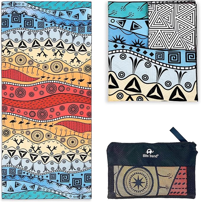 Elite Trend Microfiber Beach Towel - Extra Large 78x35 Inch Sand Free Quick Dry Towel for Travel, Swimming, Pool, Yoga, Hiking, Camping – Lightweight Fast Drying Microfiber Towel Compact for Adults