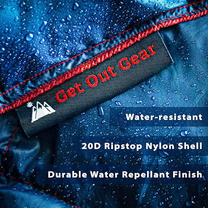 Down Camping Blanket - Puffy, Packable, Lightweight and Warm | Ideal for Outdoors, Travel, Stadium, Festivals, Beach, Hammock | 650 Fill Power Water-Resistant Backpacking Quilt