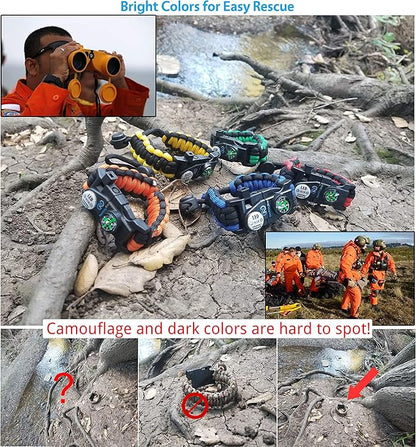 Survival Paracord Bracelet - Tactical Emergency Gear Kit with SOS LED Light, 550 Grade, Adjustable, Multitools, Fire Starter, Compass, and Whistle - Set of 2