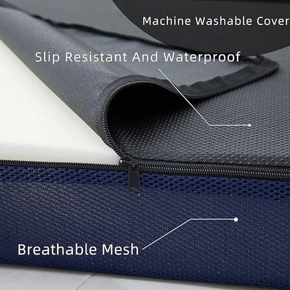 Sleeping Mats for Adults,Memory Foam Folding Pad,Cool Trifold Mattress,Machine Washable Mesh Cover,Breathable,Cot Size Floor Mattress Topper,Guest Bed,Summer Camping