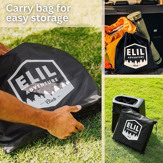 Portable Toilet for Adults Camping Porta Potty Toilet, Extra Tall Emergency Toilet for Car, Poo Powder with Trash Bag with Foldable Toilet with Lid, Leather Seat, and Carry Bag