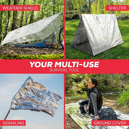 Emergency Blankets for Survival Gear and Equipment x25, Space Blanket, Mylar Blankets, Thermal Blanket, Survival Blanket, Survival Kits Emergency Kit, Emergency Supplies, Foil Blanket Camping Shelter