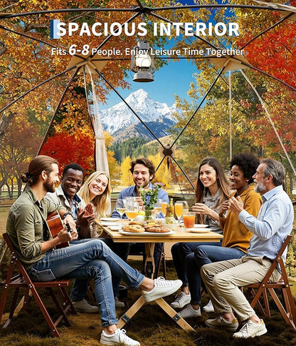 Garvee 12x12 Ft Outdoor All Weather Pop Up Bubble Tent, 8-10 Person Instant Clear Tent Shelter, Rainproof Camping Sun Shelter Coldproof & Windproof for Patio, Backyard, Deck, Sports Events, Fishing